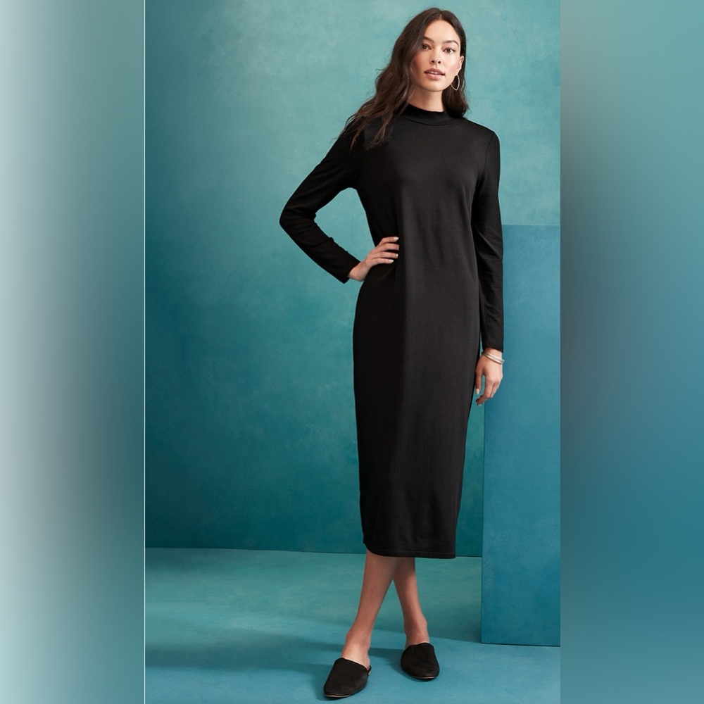 Eileen Fisher Long Sleeve Midi Column Dress ZB5